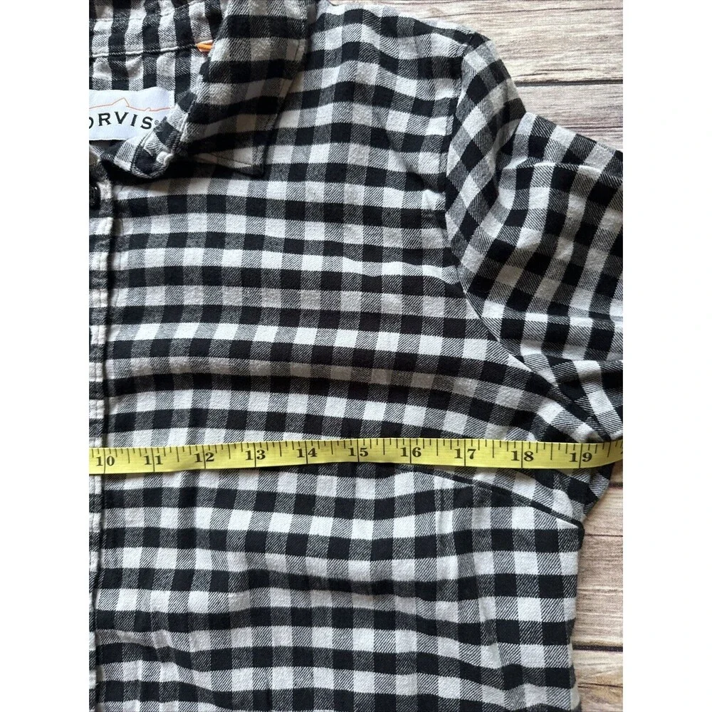 Orvis Women's Black Gingham Flannel Long Sleeve Button Shirt Medium